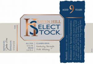 Heaven Hill Select Stock 9 Year Old Kentucky Straight Malt Whiskey